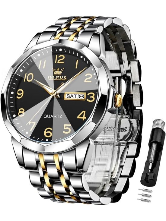 Other - Men's Silver Black Analog Simple Business Stainless Waterproof Luminous Watch
